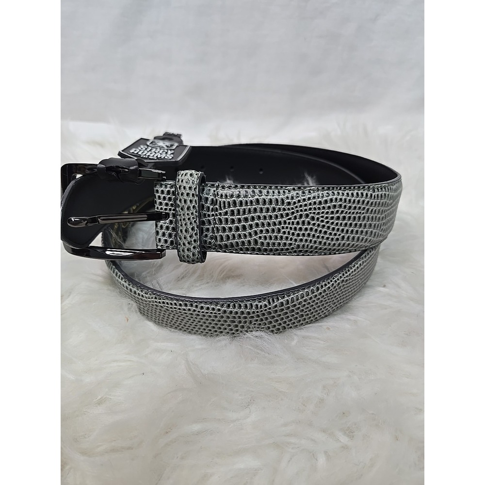 Brand New Stacy Adams Men's 34" Crocodile Snake Print Leather‎ Belt Gray Black